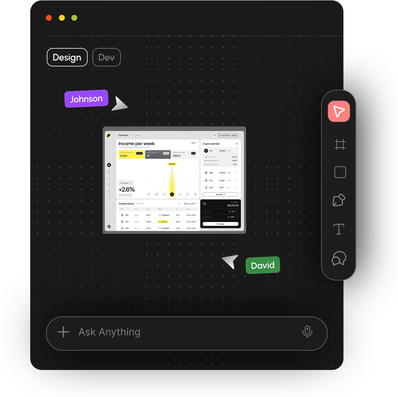 Design to code panel